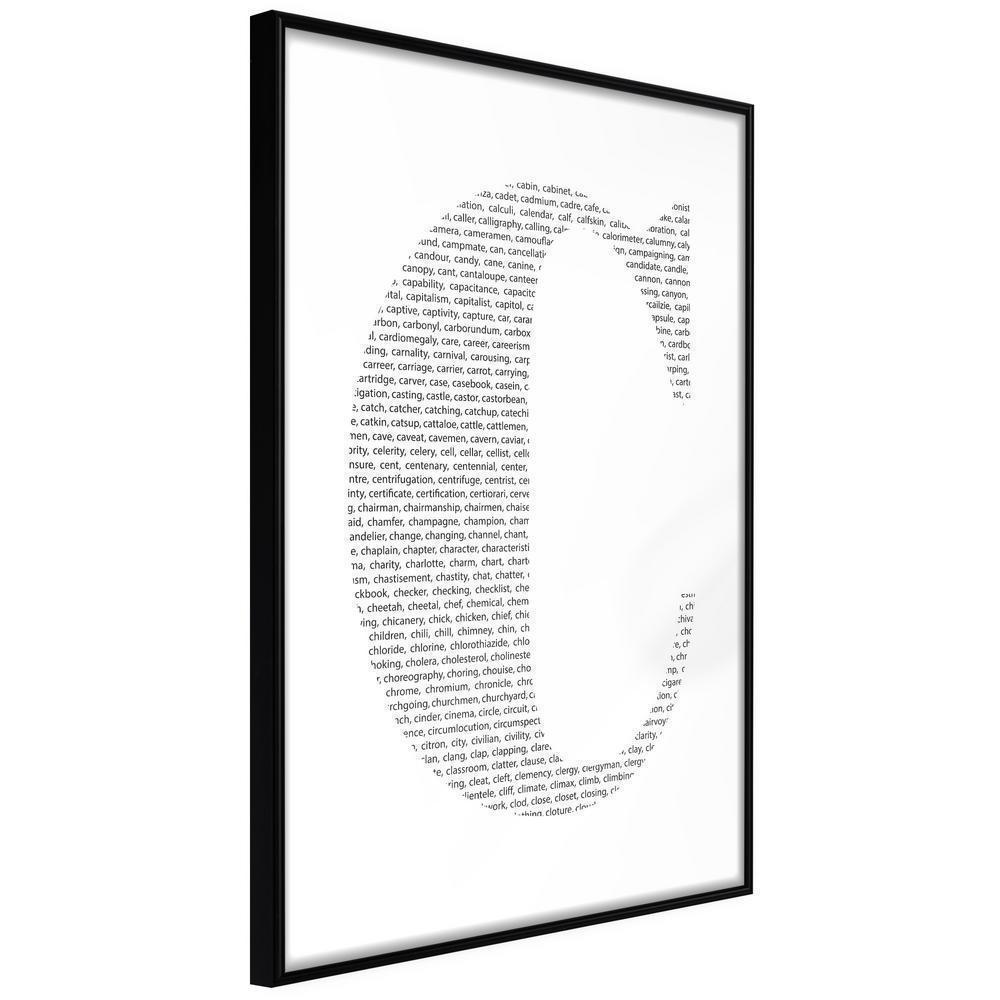 Typography Framed Art Print - Capital C-artwork for wall with acrylic glass protection