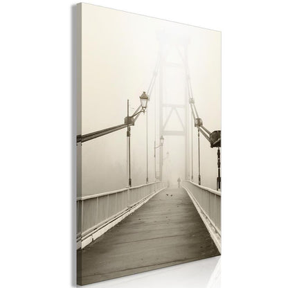 Canvas Print - Bridge in the Fog (1 Part) Vertical-ArtfulPrivacy-Wall Art Collection