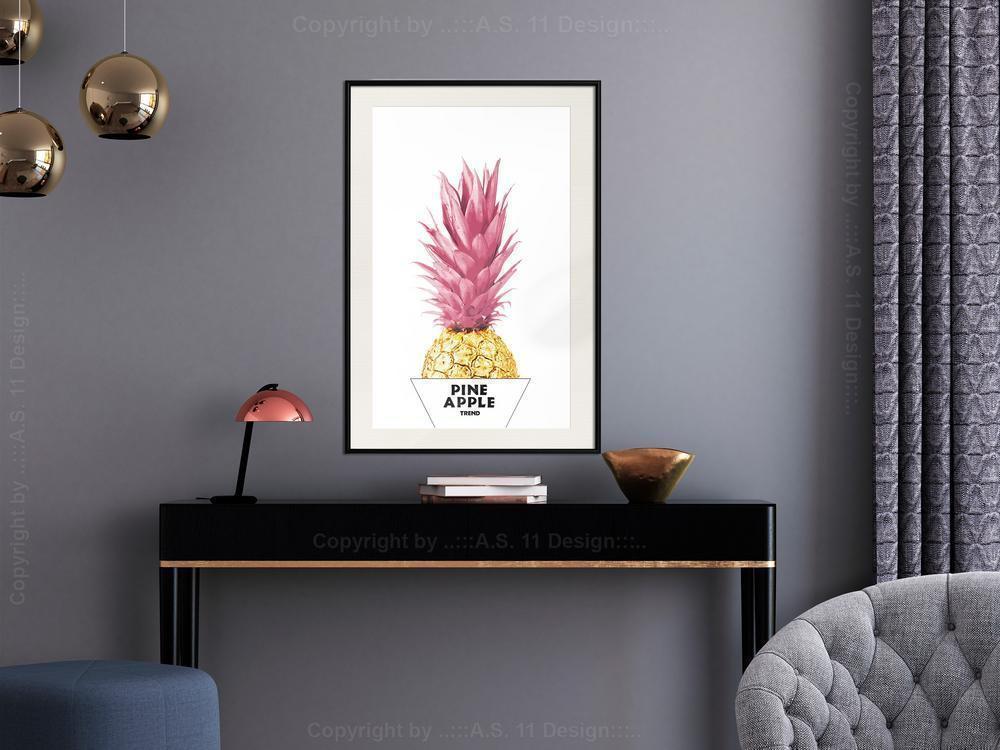 Golden Art Poster - Trendy Pineapple-artwork for wall with acrylic glass protection
