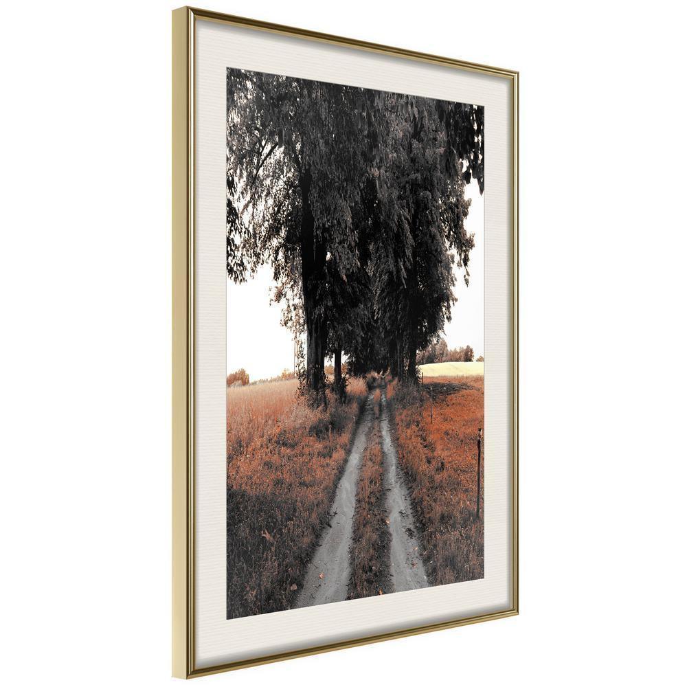 Autumn Framed Poster - Field Path-artwork for wall with acrylic glass protection