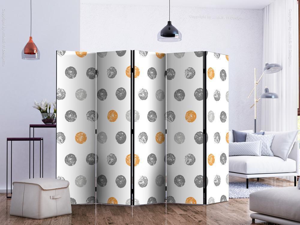 Decorative partition-Room Divider - Round Stamps II-Folding Screen Wall Panel by ArtfulPrivacy