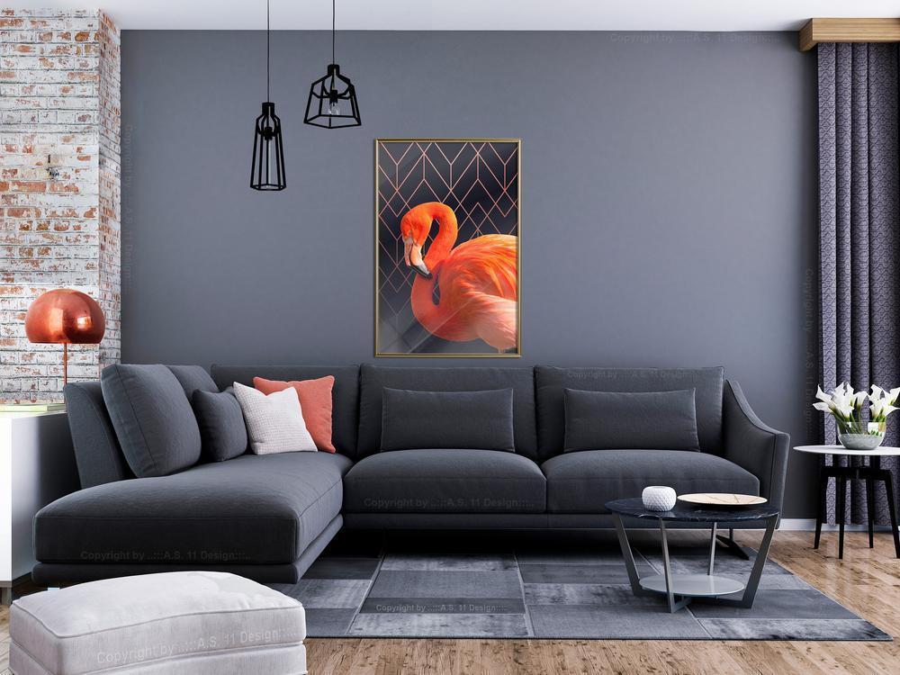 Frame Wall Art - Orange Flamingo-artwork for wall with acrylic glass protection