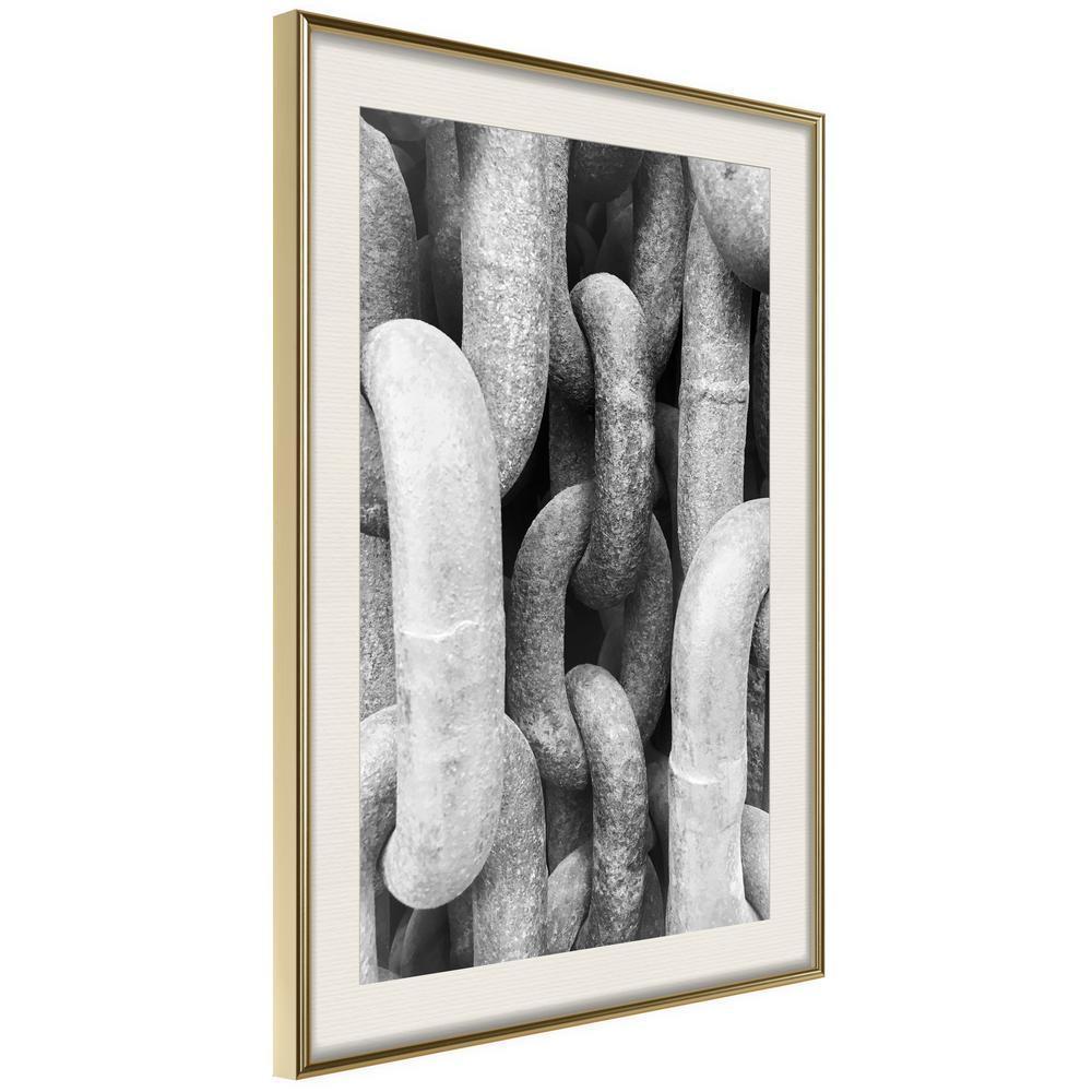 Black and White Framed Poster - Chains-artwork for wall with acrylic glass protection