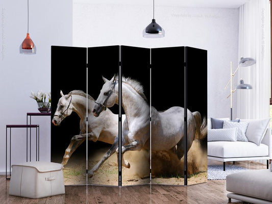 Decorative partition-Room Divider - Galloping horses on the sand II-Folding Screen Wall Panel by ArtfulPrivacy