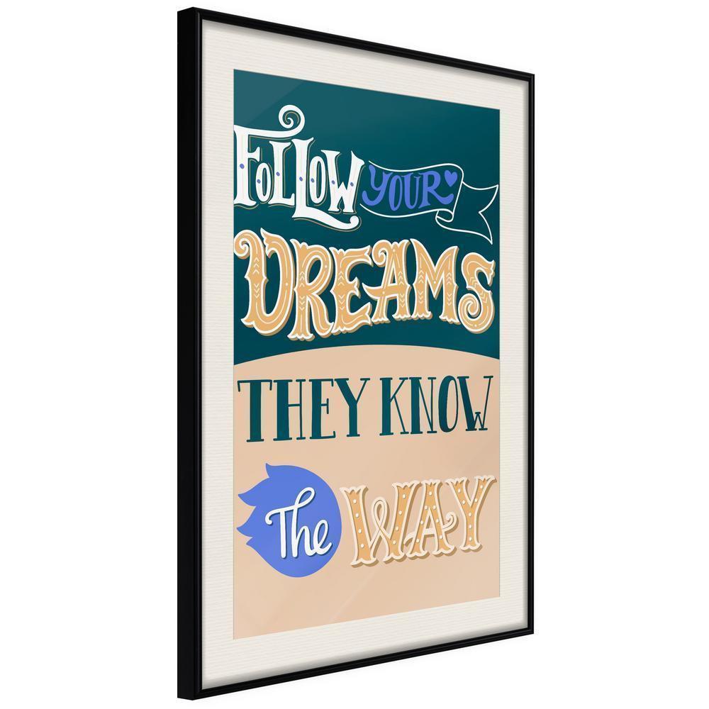 Motivational Wall Frame - Dreams Know the Way-artwork for wall with acrylic glass protection