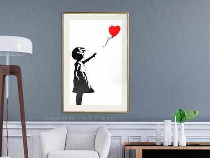 Urban Art Frame - Banksy: Girl with Balloon I-artwork for wall with acrylic glass protection