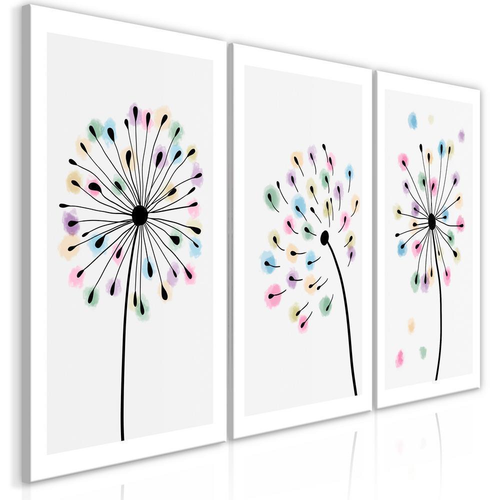 Canvas Print - Rainbow Dandelions (3 Parts)-ArtfulPrivacy-Wall Art Collection