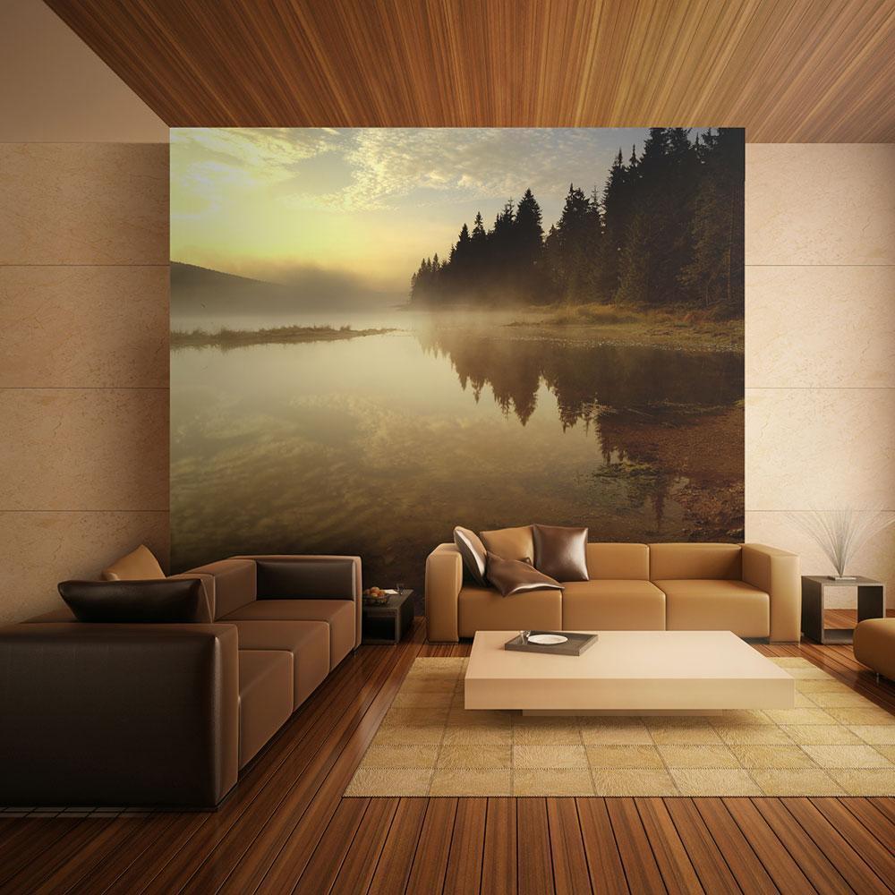 Wall Mural - Forest and lake-Wall Murals-ArtfulPrivacy