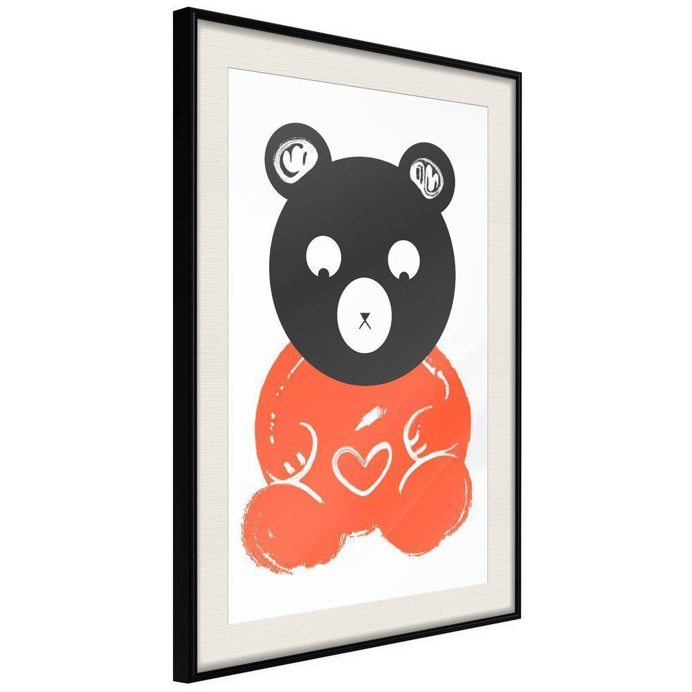 Nursery Room Wall Frame - Teddy Bear in Love-artwork for wall with acrylic glass protection