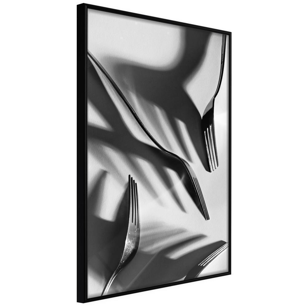 Black and White Framed Poster - Fun with Shadow-artwork for wall with acrylic glass protection
