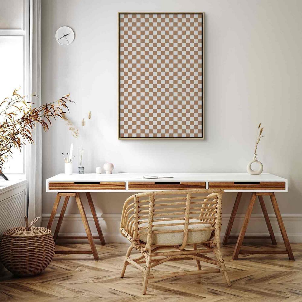 Canvas Print - Checkerboard Pattern - Brown-White Grid with a Subtle Noise