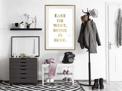 Typography Framed Art Print - Home Is Best (Gold)-artwork for wall with acrylic glass protection