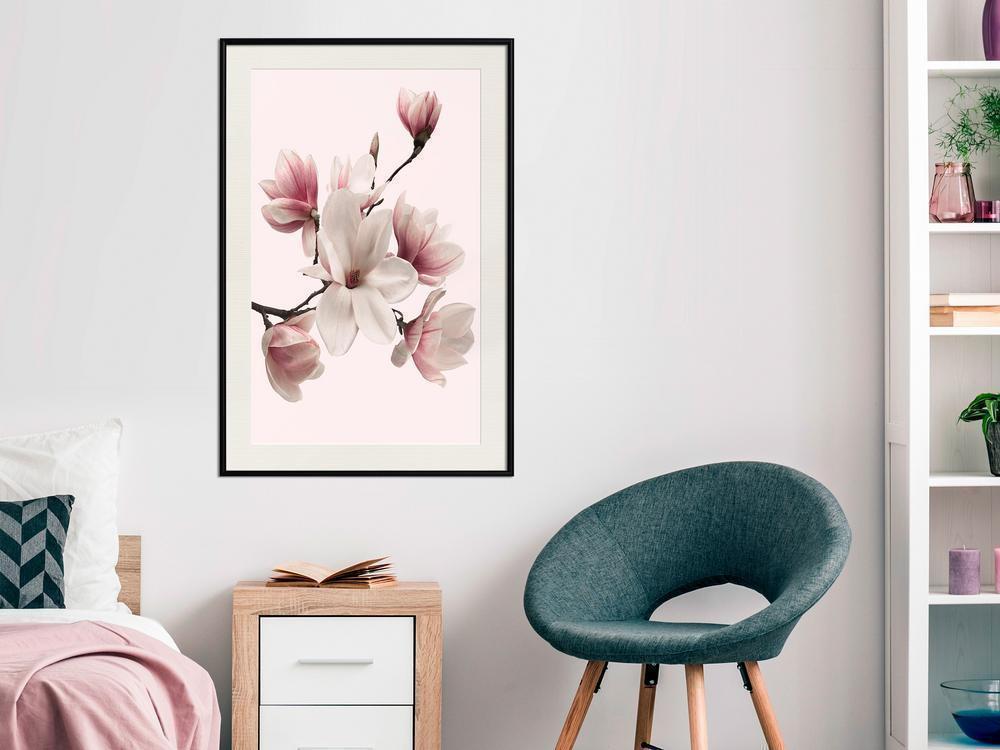 Botanical Wall Art - Blooming Magnolias I-artwork for wall with acrylic glass protection