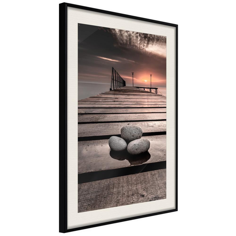 Framed Art - Stones on the Pier-artwork for wall with acrylic glass protection