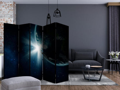 Room Divider - Earth II- A 5 Panel Folding Screen For Living rooms, bedrooms or home office, decorative folding screen made with wood and canvas