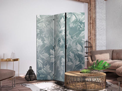 Room Divider - Ornaments in Rubbed Faded Turquoise - Delicate Floral Pattern