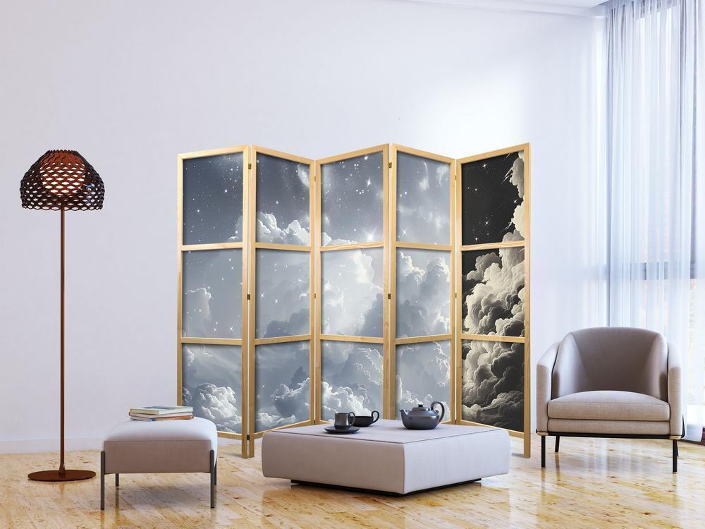 Japanese Room Divider - Astral Calm: Stars Scattered Over Delicate Clouds