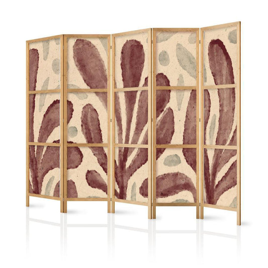 Japanese Room Divider - Waving Leaves - Irregular Plant Shapes in the Style of Matisse