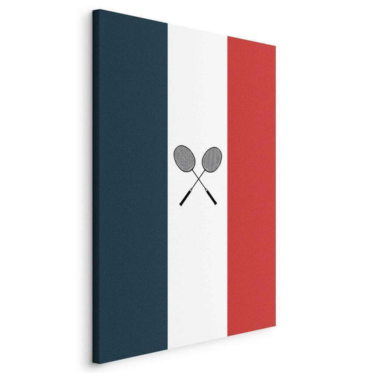 Canvas Print - Black Badminton Rackets Against the Backdrop of the French Flag