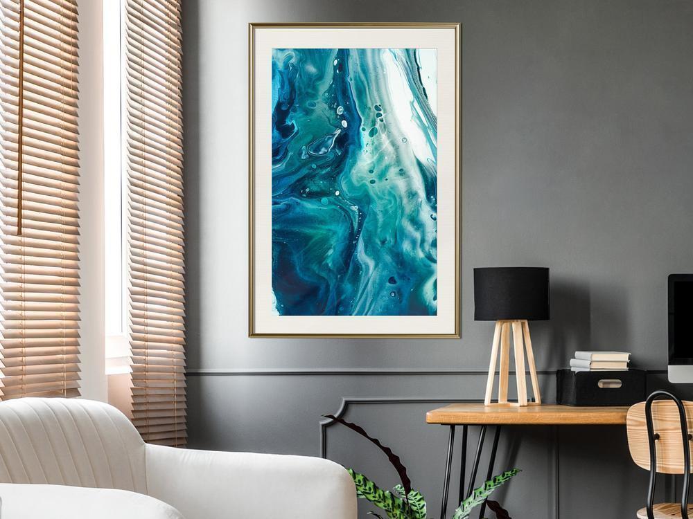 Abstract Poster Frame - Acrylic Pouring II-artwork for wall with acrylic glass protection