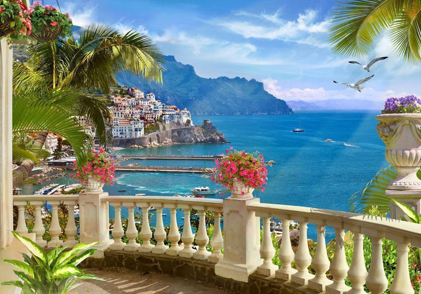 Wall Mural - Mediterranean Paradise-Wall Murals-ArtfulPrivacy