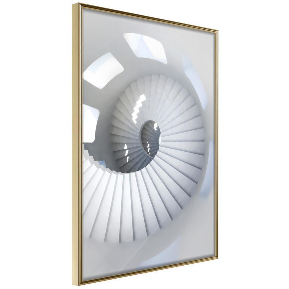 Black and White Framed Poster - Spiral Stairs-artwork for wall with acrylic glass protection