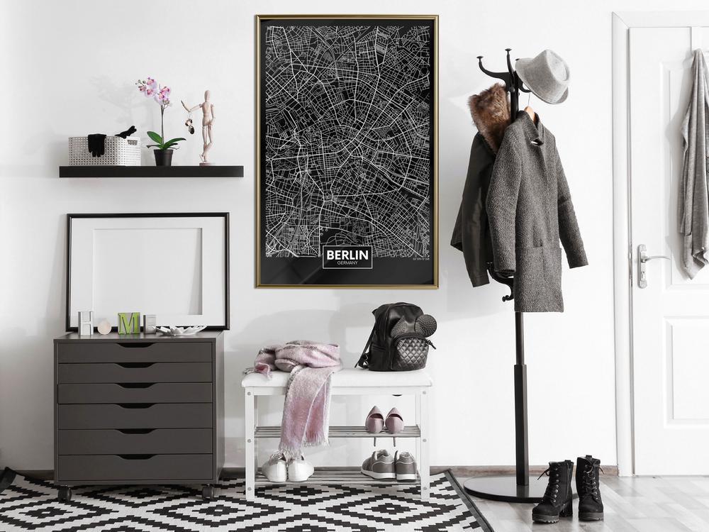 Wall Art Framed - City Map: Berlin (Dark)-artwork for wall with acrylic glass protection