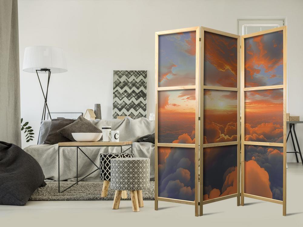 Japanese Room Divider - When Dawn Tickles the Clouds: A Spectacle of Colors on the Morning Sky