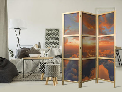 Japanese Room Divider - When Dawn Tickles the Clouds: A Spectacle of Colors on the Morning Sky