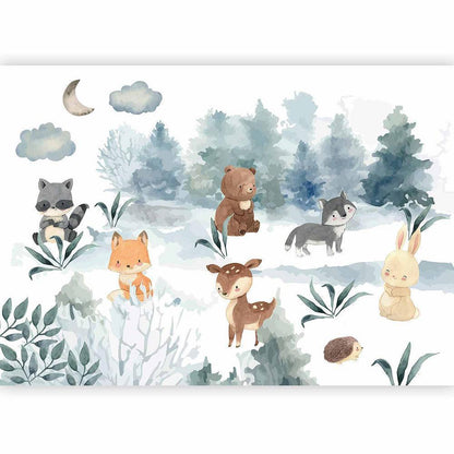 Wall Mural - Forest Games - Animals in a Forest Painted in Watercolours