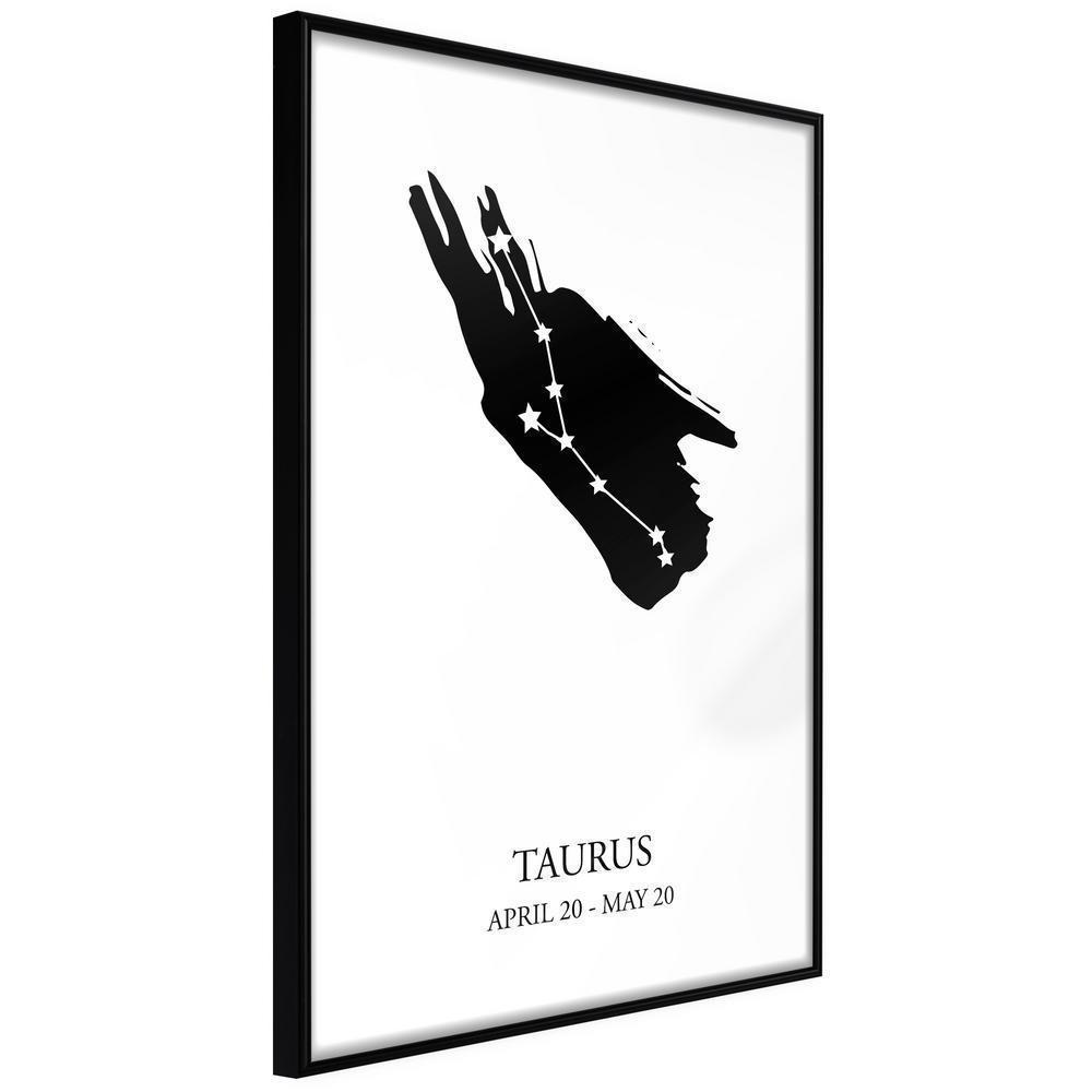 Typography Framed Art Print - Zodiac: Taurus I-artwork for wall with acrylic glass protection