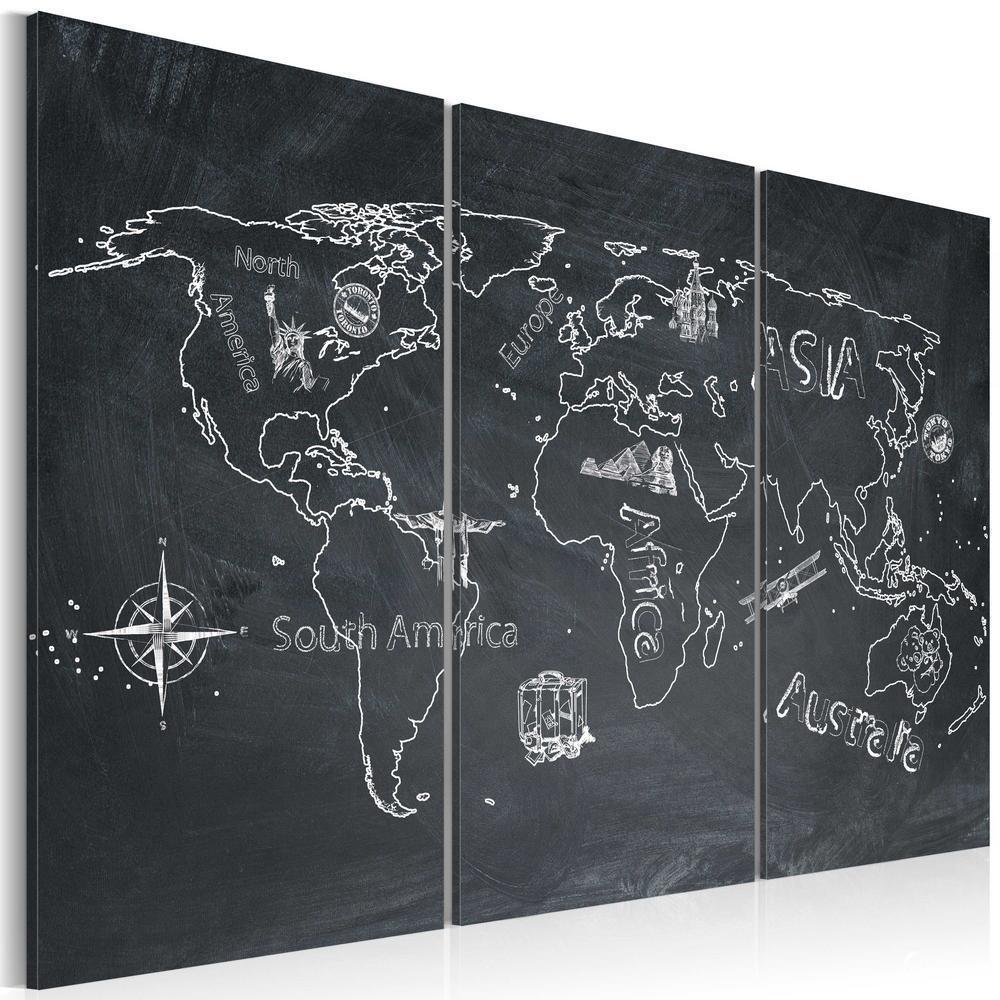 Cork board Canvas with design - Decorative Pinboard - Travel broadens the mind (triptych)-ArtfulPrivacy