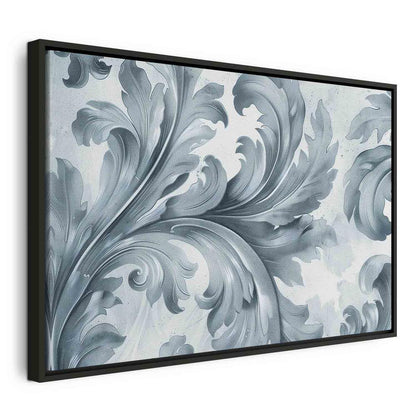 Canvas Print - Stone Baroque Ornaments in Light Shades of Gray-Blue