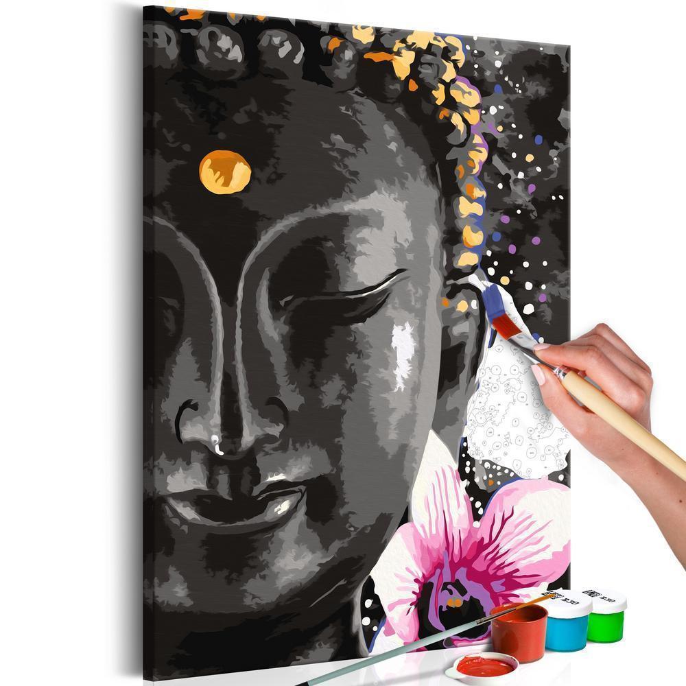 Start learning Painting - Paint By Numbers Kit - Buddha and Flower - new hobby