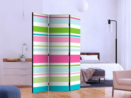 Decorative partition-Room Divider - Bright stripes-Folding Screen Wall Panel by ArtfulPrivacy
