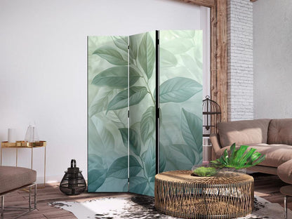 Room Divider - Large Leaves in Green-Mint Shades - Botanical Motif