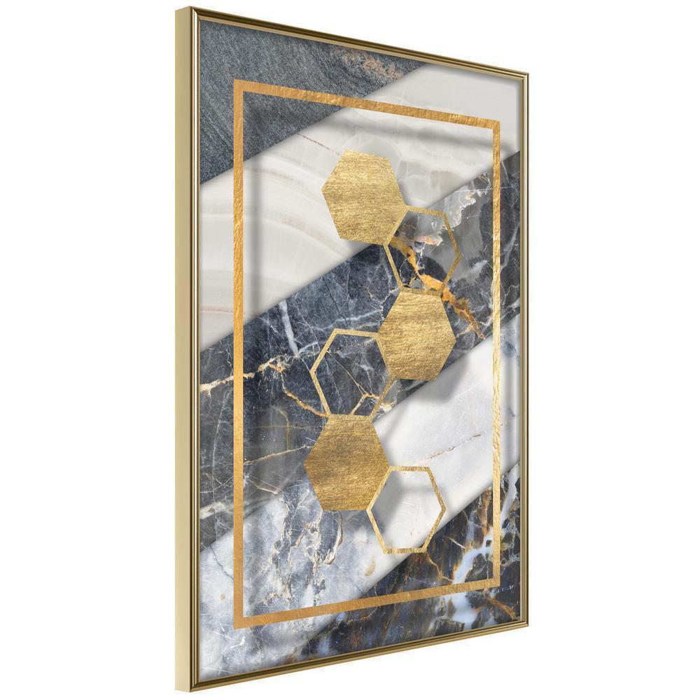 Golden Art Poster - Marble Composition III-artwork for wall with acrylic glass protection