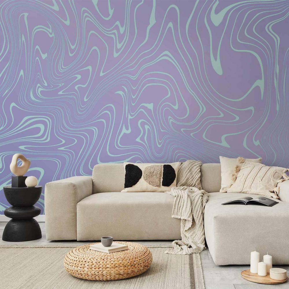 Wall Mural - Sea Abstraction - Intriguing Composition of Wavy Shapes in Shades of Blue