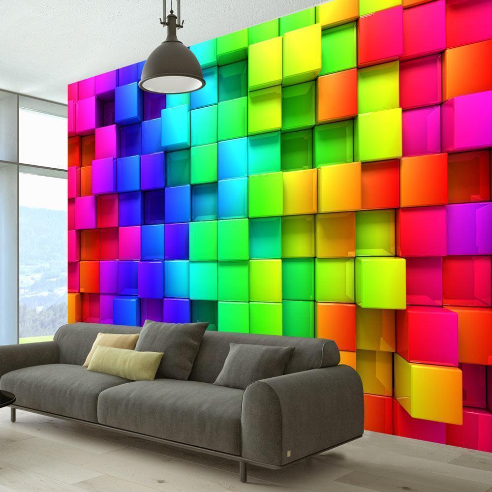 Wall Mural - Colourful Cubes-Wall Murals-ArtfulPrivacy