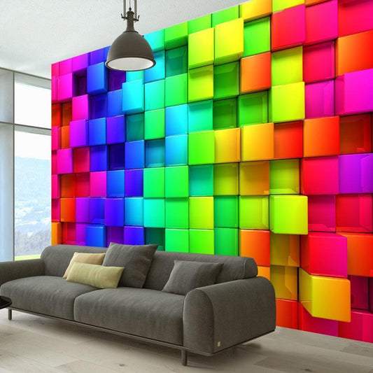 Wall Mural - Colourful Cubes-Wall Murals-ArtfulPrivacy