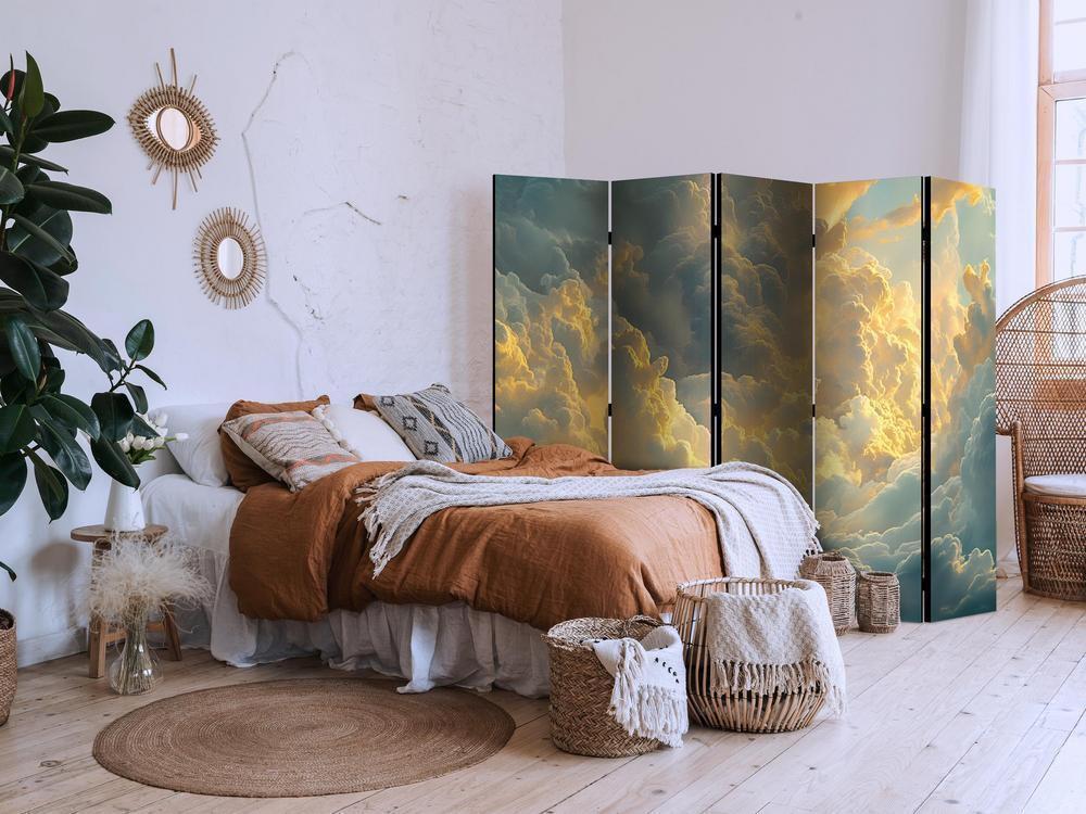 Room Divider - The Last Breath of the Day: Clouds Illuminated by Evening Glow- A 5 Panel Folding Screen For Living rooms, bedrooms or home office, decorative folding screen made with wood and canvas