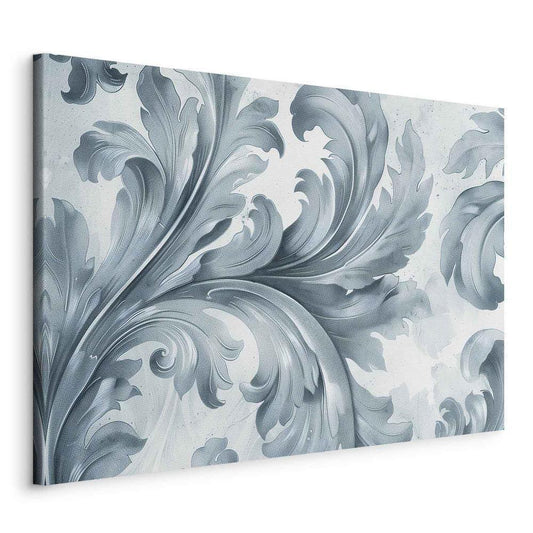 Canvas Print - Stone Baroque Ornaments in Light Shades of Gray-Blue