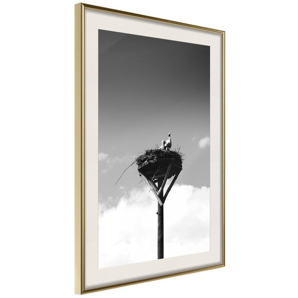 Black and White Framed Poster - Presage of Spring-artwork for wall with acrylic glass protection