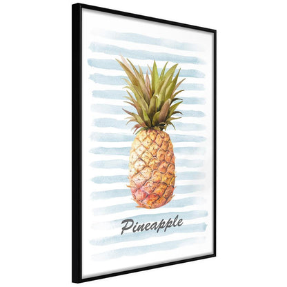 Botanical Wall Art - Pineapple on Striped Background-artwork for wall with acrylic glass protection