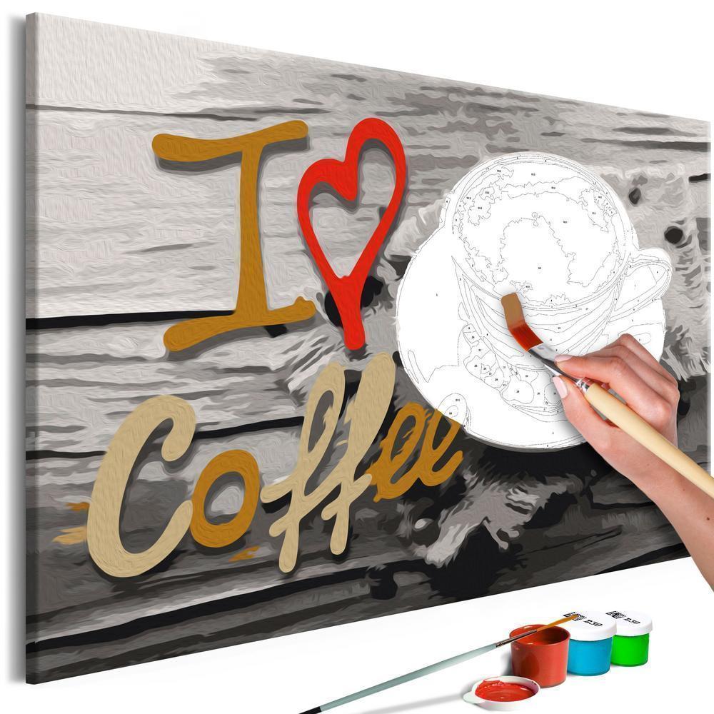Start learning Painting - Paint By Numbers Kit - I Love Coffee - new hobby
