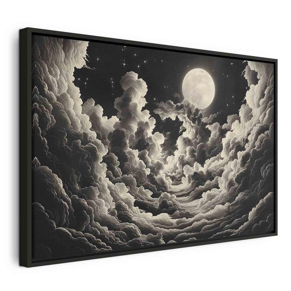 Impression sur toile - La lune et les étoiles chantent parmi les grands nuages