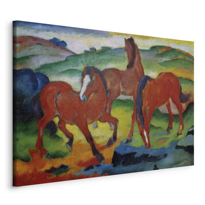 Impression sur toile - Les chevaux rouges (Chevaux au pâturage IV) (Franz Marc)