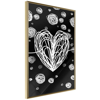Black and White Framed Poster - Entangled Heart-artwork for wall with acrylic glass protection