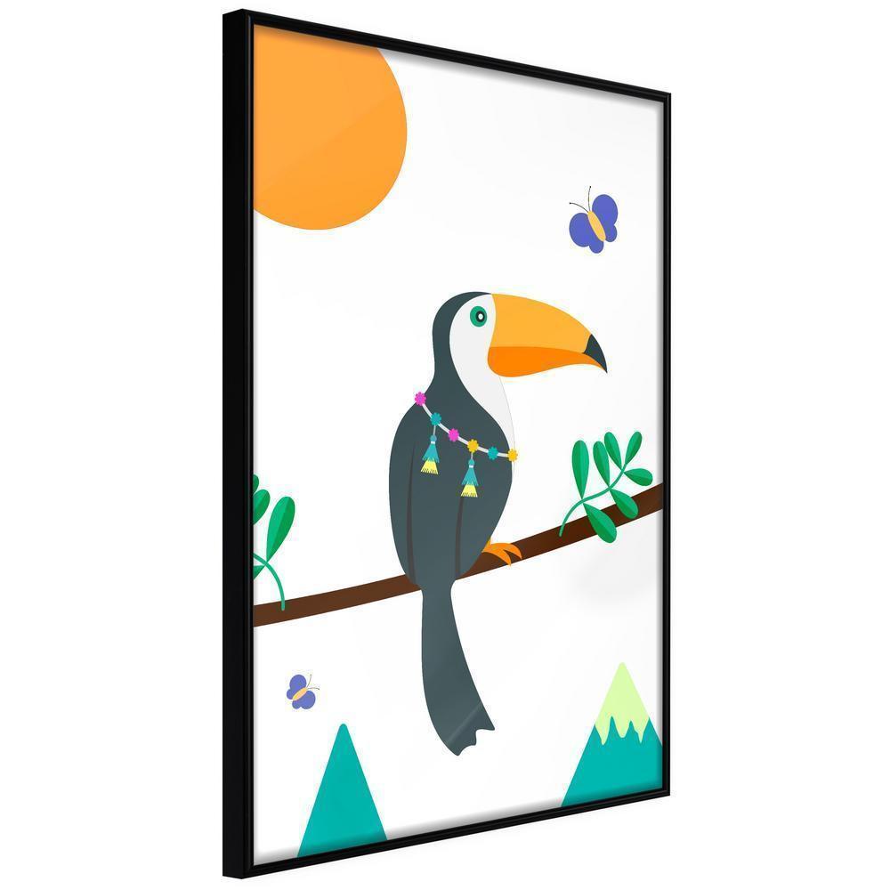 Nursery Room Wall Frame - Fairy-Tale Toucan-artwork for wall with acrylic glass protection