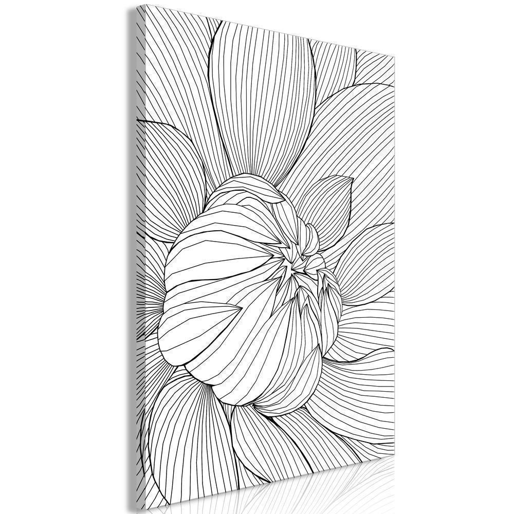 Canvas Print - Flower Line (1 Part) Vertical-ArtfulPrivacy-Wall Art Collection